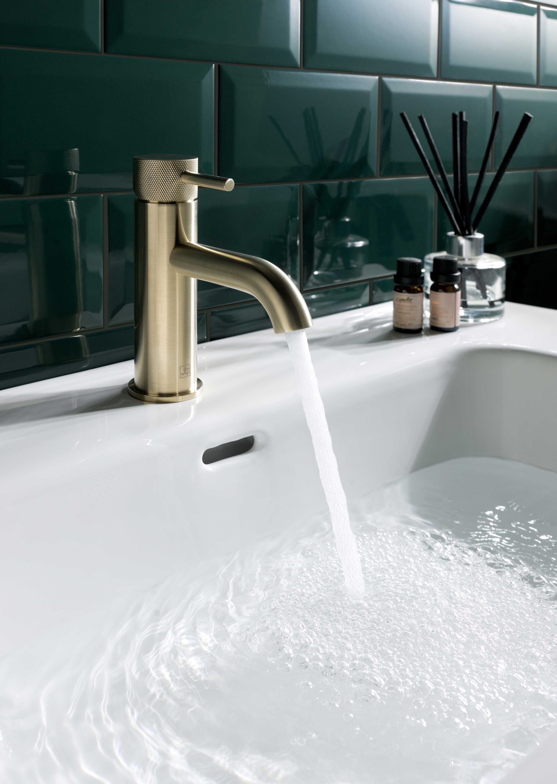 VOS Single Lever Basin Mixer Designer Handle - Brushed Brass - Image 4