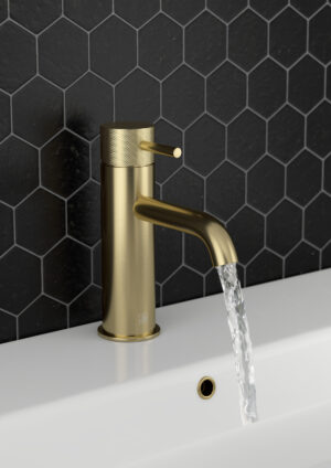 JTP VOS Single Lever Basin Mixer Designer Handle - Brushed Brass
