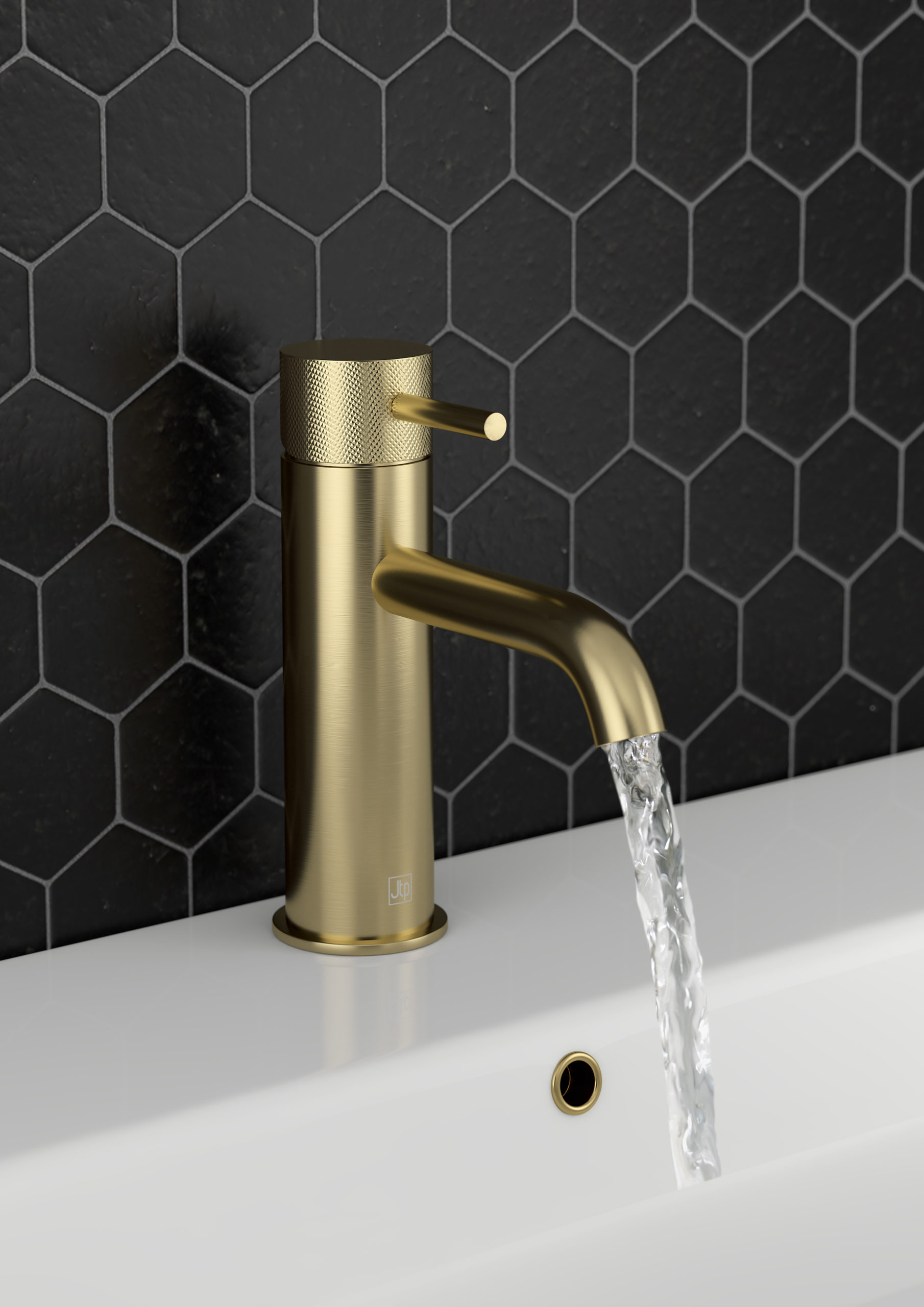 VOS Single Lever Basin Mixer Designer Handle - Brushed Brass - Image 2