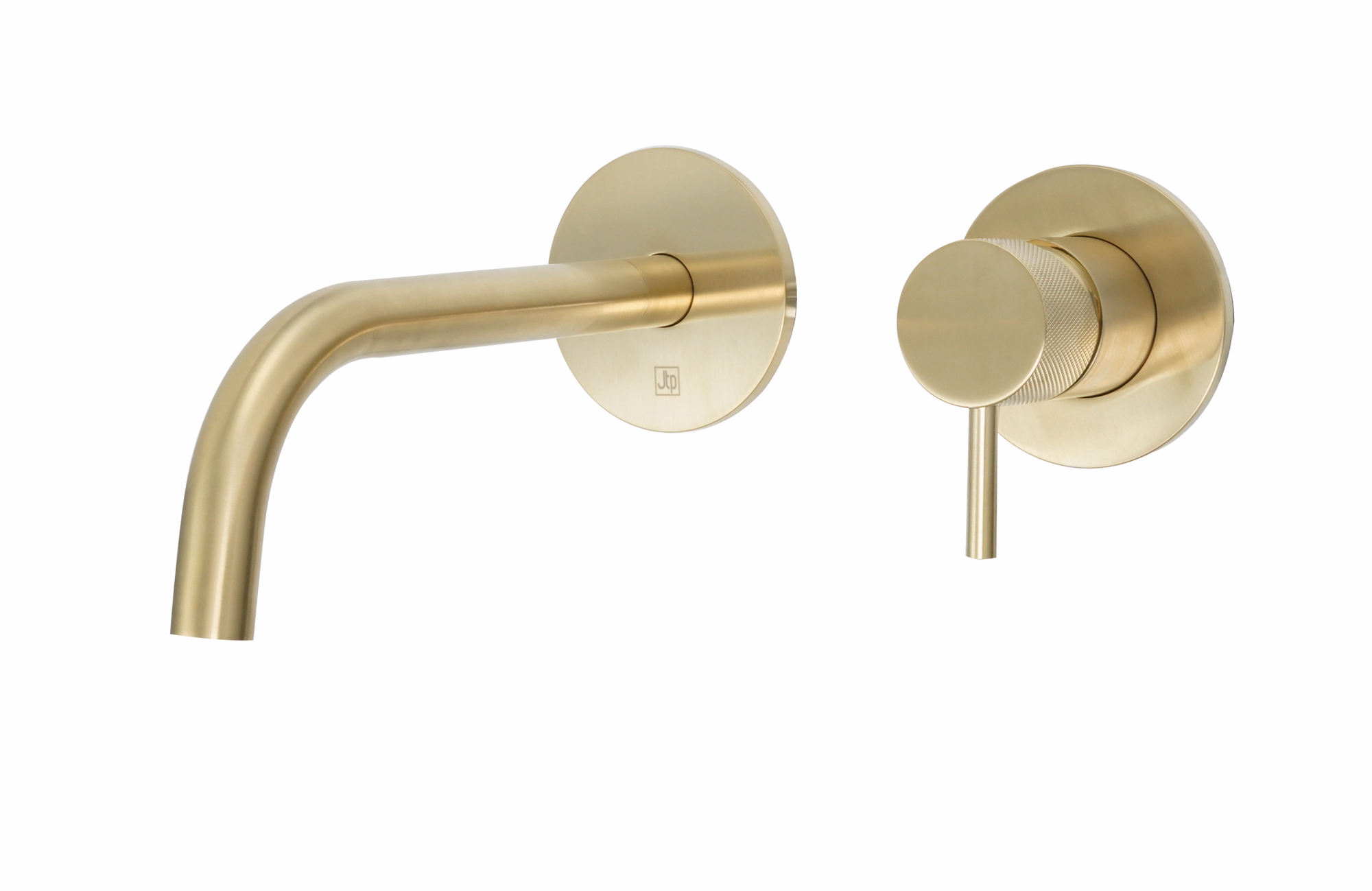 JTP Vos Single Lever Wall Mounted Basin Mixer with Slim Spout with Designer Handle - Brush Brass