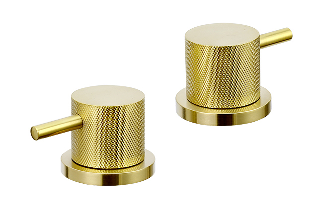 VOS Panel Valves with Designer Handles - Brushed Brass