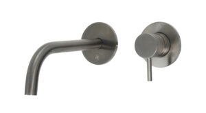 Vos Single Lever Wall Mounted Basin Mixer with Slim Spout with Designer Handle - Brushed Black