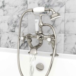 JTP Grosvenor Deck Mounted Bath Shower Mixer with Kit - Nickel