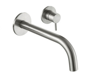 INOX 2 Hole Wall Mounted Basin Mixer - Projection 155mm