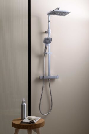 JTP HIX Thermostatic Bar Valve with 2 Outlets and Multifunction Shower Handle - Chrome