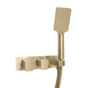 HIX Thermostatic Concealed 2 Outlet Shower Valve - Brushed Brass