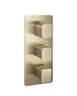 HIX Thermostatic Concealed 2 Outlet Shower Valve - Brushed Brass