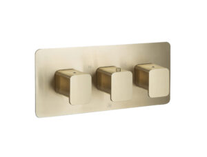 HIX Thermostatic Concealed 3 Outlet Shower Valve - Brushed Brass