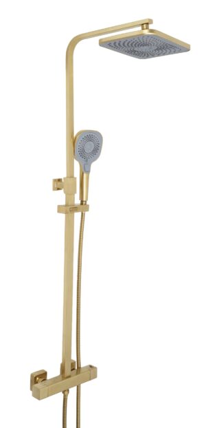 HIX Thermostatic Bar Valve with 2 Outlets and Multifunction Shower Handle - Brushed Brass