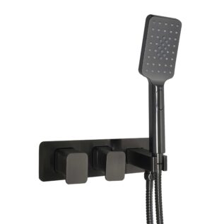 HIX Thermostatic Concealed 2 Outlet Shower Valve - Brushed Black