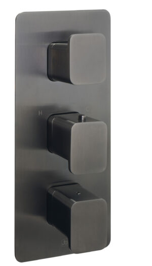 HIX Thermostatic Concealed 2 Outlet Shower Valve - Brushed Black