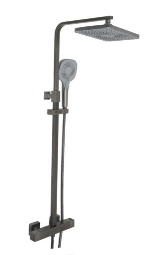 HIX Thermostatic Bar Valve with 2 Outlets and Multifunction Shower Handle - Brushed Black