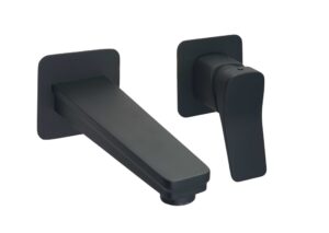 HIX Single Lever Wall Mounted Basin Mixer - Matt Black