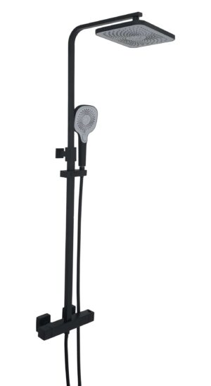 HIX Thermostatic Bar Valve with 2 Outlets and Multifunction Shower Handle - Matt Black