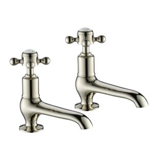 Grosvenor Cross Long Nose Basin Taps - Nickel