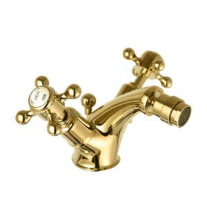 Grosvenor Cross Bidet Mixer with Pop-Up Waste - Polished Gold