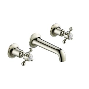 Grosvenor Cross 3 Hole Basin Mixer - Nickel