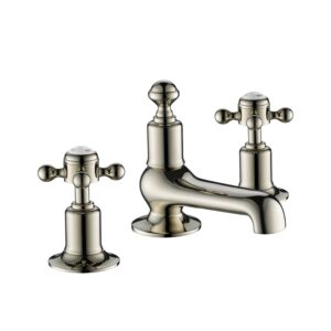 Grosvenor Cross 3 Hole Basin Mixer - Nickel