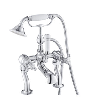 Grosvenor Cross Deck Mounted Bath Shower Mixer with Kit - Chrome