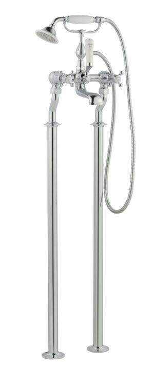 Grosvenor Cross Freestanding Bath Shower Mixer with Kit - Chrome