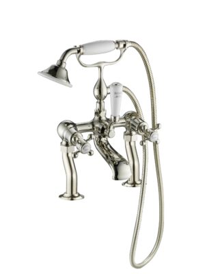 Grosvenor Deck Mounted Bath Shower Mixer with Kit - Nickel