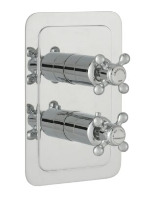 Grosvenor Cross Thermostatic 2 Outlet Shower Valve - Chrome