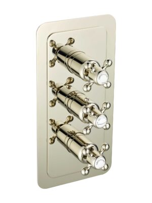 Grosvenor Cross Thermostatic 3 Outlet Shower Valve - Nickel