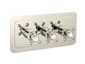 Grosvenor Cross Thermostatic 3 Outlet Shower Valve Horizontal - Nickel