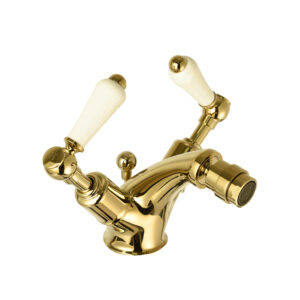 Grosvenor Lever Bidet Mixer with Pop-Up Waste - Polished Gold Edition