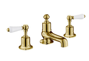 Grosvenor Lever 3 Hole Deck Mounted Bath Filler - Polished Gold Edition
