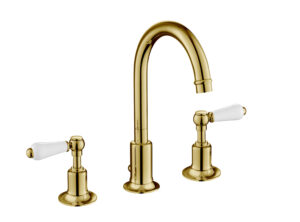 Grosvenor Lever 3 Hole Basin Mixer - Polished Gold Edition