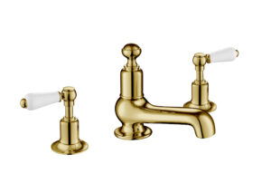 Grosvenor Lever 3 Hole Basin Mixer - Polished Gold Edition