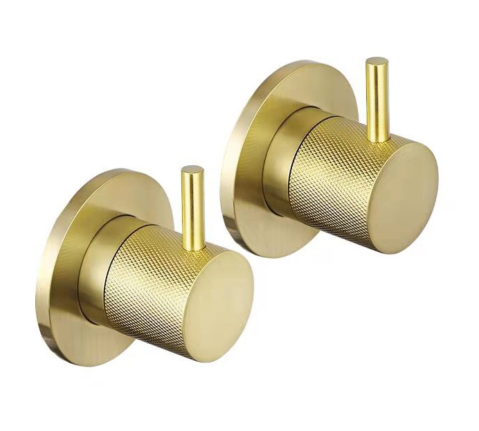 VOS Wall Valves with Designer Handles - Brushed Brass