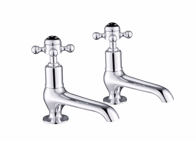 JTP Grosvenor Cross Black Edition Long Nose Basin Taps - Chrome