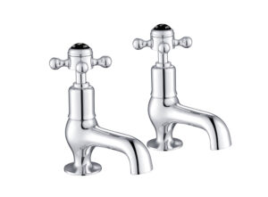 Grosvenor Cross Black Edition Cloakroom Basin Taps - Chrome