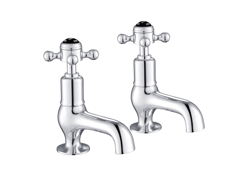 Grosvenor Cross Black Edition Cloakroom Basin Taps - Chrome