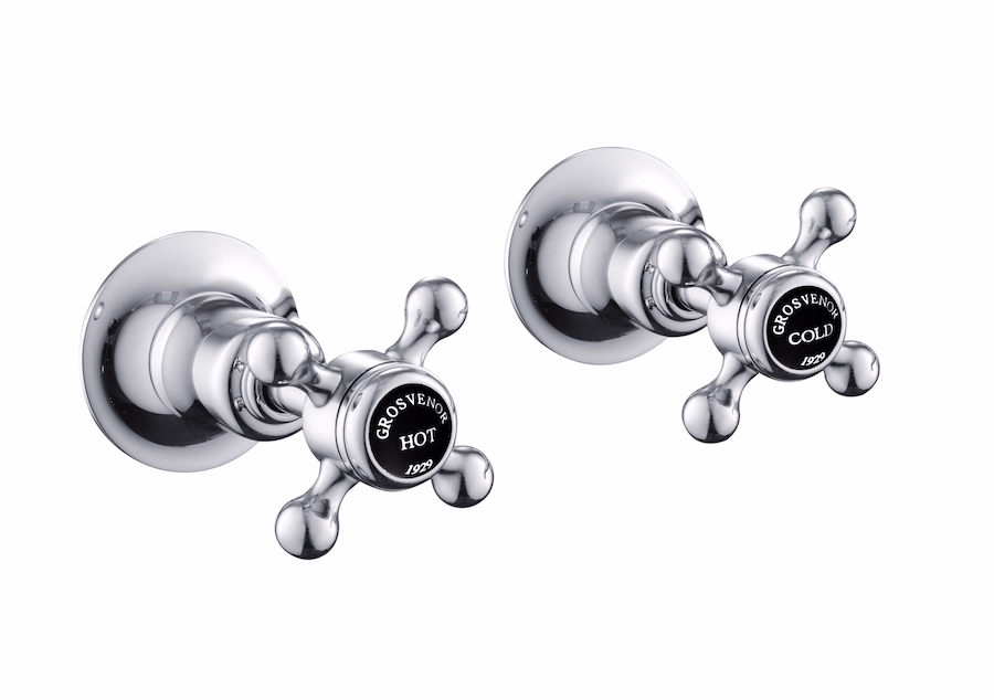JTP Grosvenor Cross Black Edition Wall Valves - Chrome
