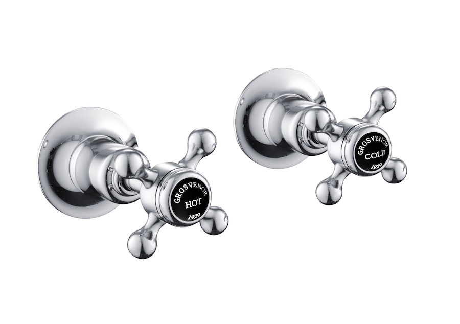 Grosvenor Cross Black Edition Wall Valves - Chrome