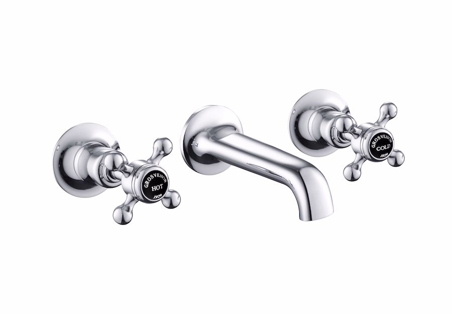 JTP Grosvenor Cross Black Edition 3 Hole Basin Mixer - Chrome