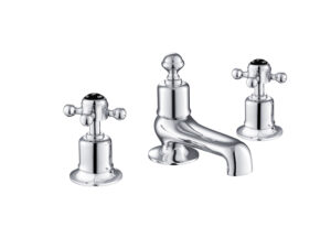 Grosvenor Cross Black Edition 3 Hole Deck Mounted Bath Filler - Chrome