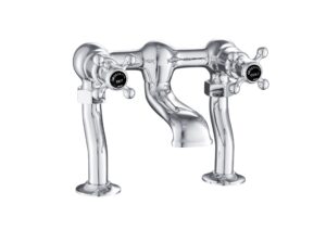 Grosvenor Cross Black Edition Deck Mounted Bath Filler - Chrome