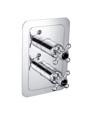Grosvenor Cross Black Edition Thermostatic 1 Outlet Shower Valve - Chrome