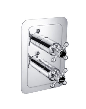 Grosvenor Cross Black Edition Thermostatic 2 Outlet Shower Valve - Chrome