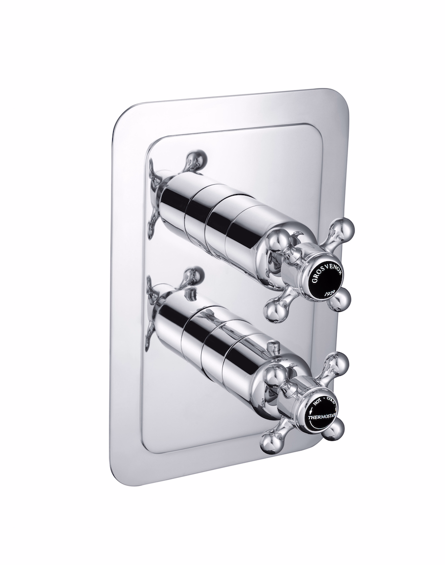 JTP Grosvenor Cross Black Edition Thermostatic 2 Outlet Shower Valve - Chrome