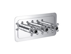 Grosvenor Cross Black Edition Thermostatic 3 Outlet Shower Valve - Chrome