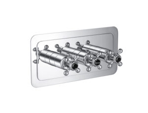 Grosvenor Cross Black Edition Thermostatic 2 Outlet Shower Valve - Chrome