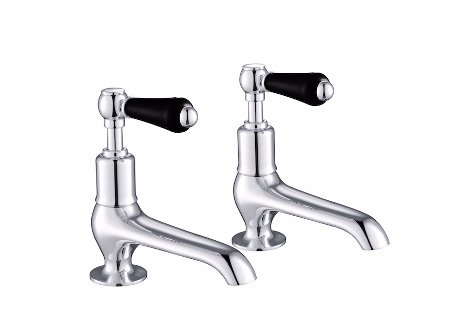 JTP Grosvenor Lever Black Edition Long Nose Basin Taps - Chrome