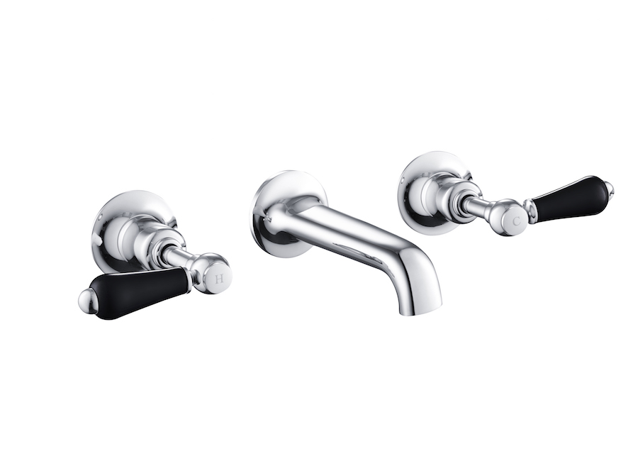 Grosvenor Lever Black Edition 3 Hole Basin Mixer - Chrome