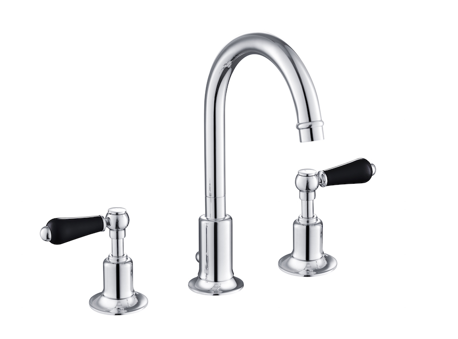 Grosvenor Lever Black Edition 3 Hole Basin Mixer - Chrome