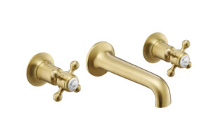 Grosvenor Cross 3 Hole Basin Mixer - Brushed Brass